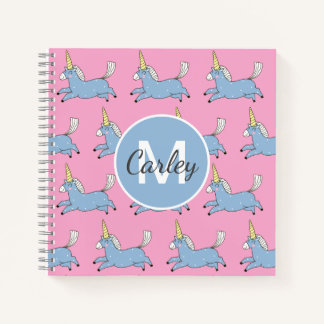 Cute Unicorn Pattern Pink Girly Personalised Notitieboek
