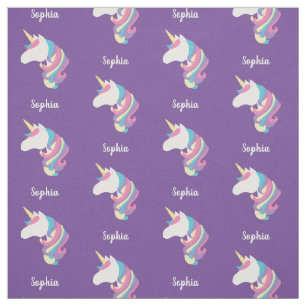 Cute Unicorn Personalised Paars Stof