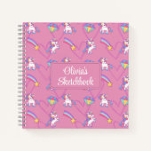 Cute Unicorn Personalized Girl Sketchbook Notitieb Notitieboek (Voorkant)