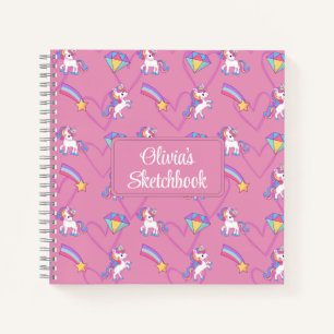 Cute Unicorn Personalized Girl Sketchbook Notitieb Notitieboek