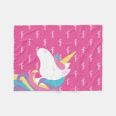 Cute Unicorn Personalized Pink Girl Fleece Deken (Voorkant (Horizontaal))
