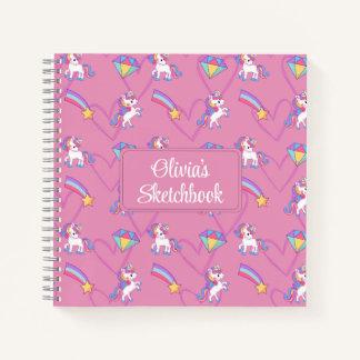 Cute Unicorn Personnalisé Girl Sketchbook Carnet
