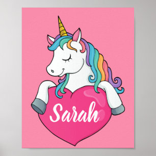 Cute Unicorn Persoonlijke Naam Poster