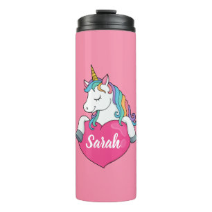 Cute Unicorn Persoonlijke Naam Thermosbeker
