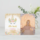 Cute Unicorn Photo Invitation (Debout devant)