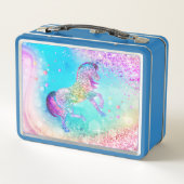 Cute unicorn pink aqua faux glitter custom (Achterkant)