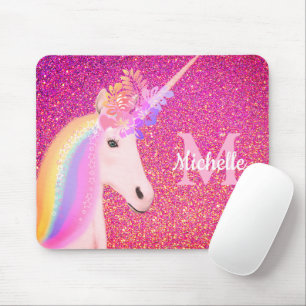 Cute Unicorn Pink Glitter Sparkle Personal Muismat