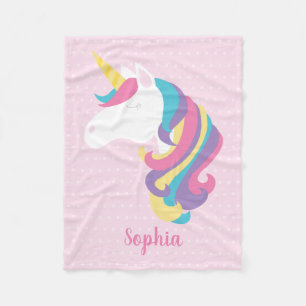 Cute Unicorn Polka Dot Personalized Fleece Deken