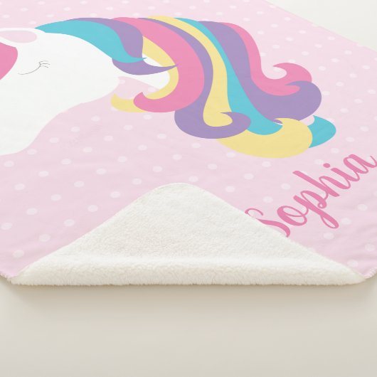 Cute Unicorn Polka Dot Personalized Sherpa Deken (3/4)