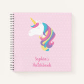 Cute Unicorn Polka Dot Personalized Sketchbook Notitieboek (Voorkant)