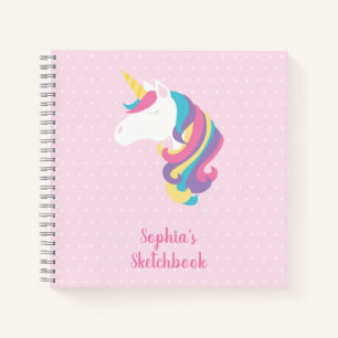 Cute Unicorn Polka Dot Personalized Sketchbook Notitieboek