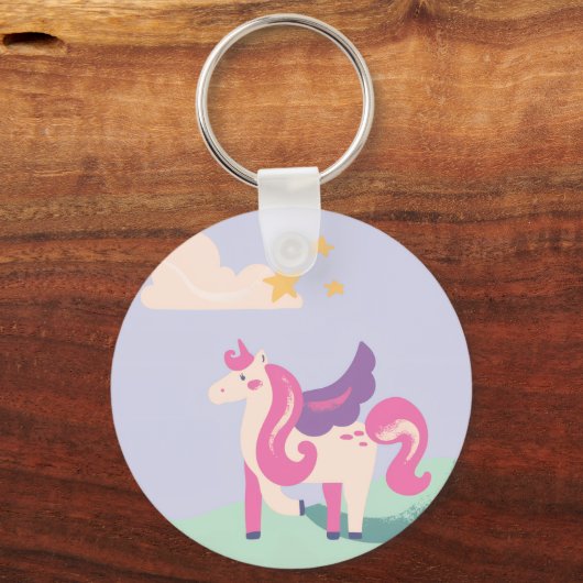 Cute Unicorn & Positive Vibes Only Keychain (Voorkant)