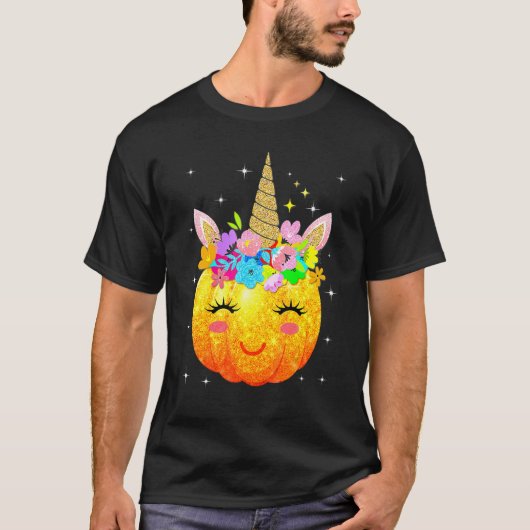 Cute Unicorn Pumpkin Halloween Thanksgiving T-shirt (Voorkant)