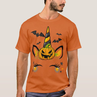 Cute Unicorn Pumpkin Kinder Bats Halloween Thanksg T-shirt