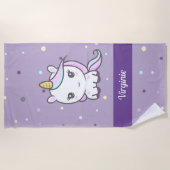 Cute Unicorn Purple Beach Serviette (Devant)
