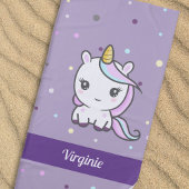 Cute Unicorn Purple Beach Serviette