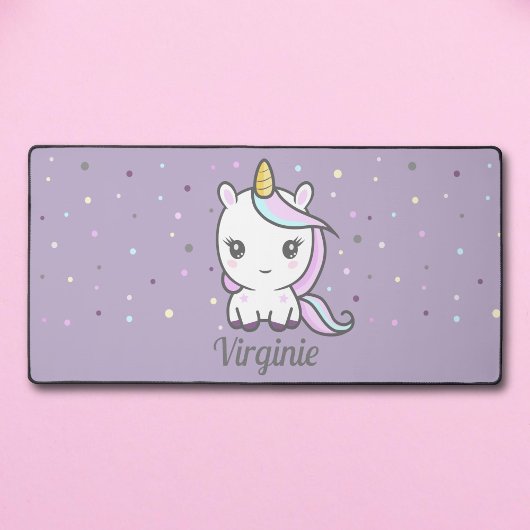 Cute Unicorn Purple Desk Mat