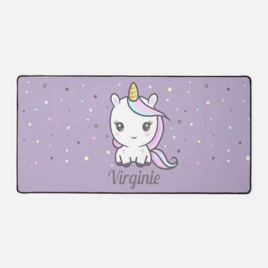 Cute Unicorn Purple Desk Mat (Recto)