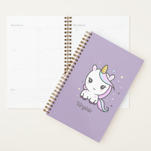 Cute Unicorn Purple Planner (Devant avec enveloppe)