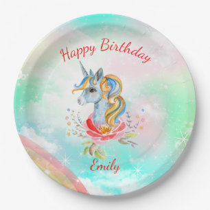 Cute Unicorn Rainbow Birthday Party Paper Bord