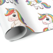 Cute Unicorn Rainbow Birthday Wrap Cadeaupapier (Rol Hoek)