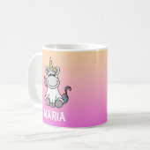 Cute Unicorn Rainbow Gradient Personeelsbenaming Koffiemok (Voorkant links)