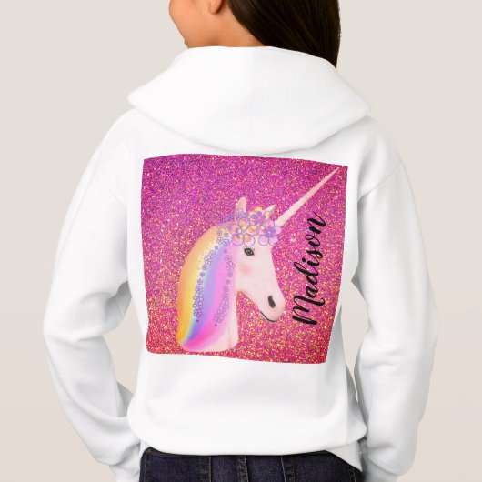 Cute Unicorn Rainbow Imaginaire Pink Nom de la Par (Dos)