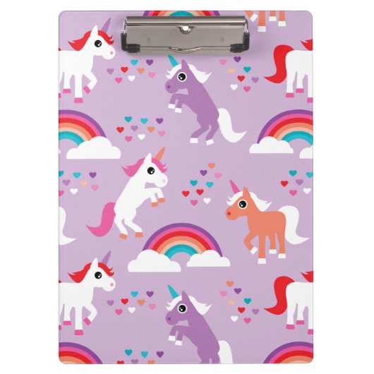 Cute Unicorn Rainbow Paars Klembord (Voorkant)