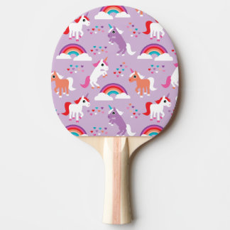 Cute Unicorn Rainbow Paars Tafeltennisbatje