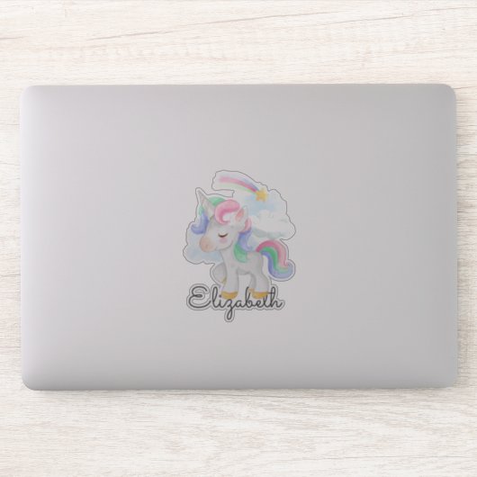Cute Unicorn Rainbow Star Sticker (Computer)