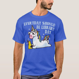 Cute Unicorn Reading Book Librarian Lover Library T-shirt