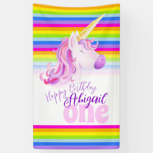 Cute unicorn regenboogbanner 1e verjaardag spandoek
