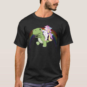 Cute Unicorn Riding Baby T Rex Rainbow T-shirt