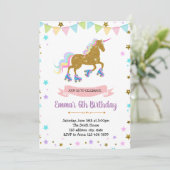 Cute unicorn roller skate thème invitation (Debout devant)