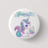 Cute unicorn ronde button 3,2 cm (Voorkant)