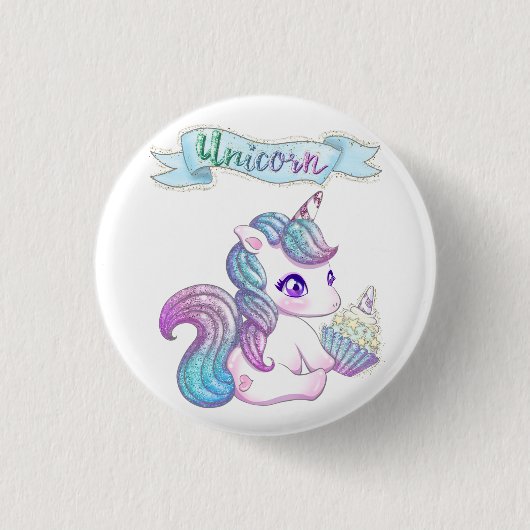 Cute unicorn ronde button 3,2 cm (Voorkant)