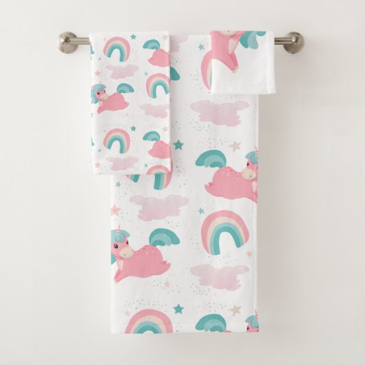 Cute Unicorn rose et Motif de menthe (En situation)