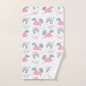 Cute Unicorn rose et Motif de menthe (Serviette à main)