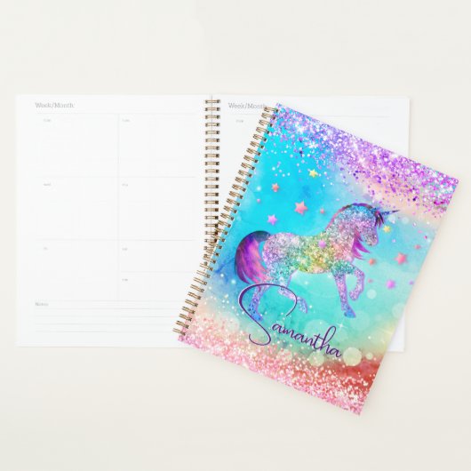 Cute unicorn rose Parties scintillant arc-en-ciel  (Devant avec enveloppe)