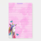 Cute Unicorn Roze Clouds Lined Pink Post it Notes (Voorkant)