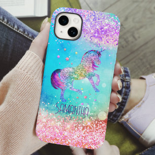 Cute unicorn roze Glitter rainbow aqua monogram