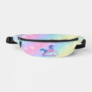 Cute unicorn roze Glitter rainbow monogram Heuptasje