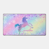 Cute unicorn roze Glitter rainbow monogram Niet va Bureaumat (Voorkant)