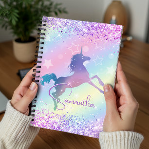 Cute unicorn roze Glitter rainbow monogram Niet va Planner