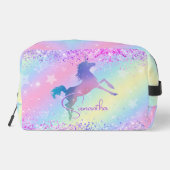 Cute unicorn roze Glitter rainbow monogram Toilettasje (Achterkant)