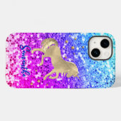 Cute unicorn roze Glitter Regenbooggougrammonogram Case-Mate iPhone Case (Achterkant (horizontaal))