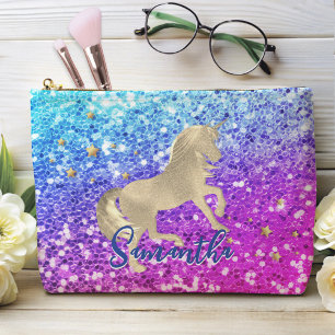 Cute unicorn roze Glitter Regenbooggougrammonogram Etui
