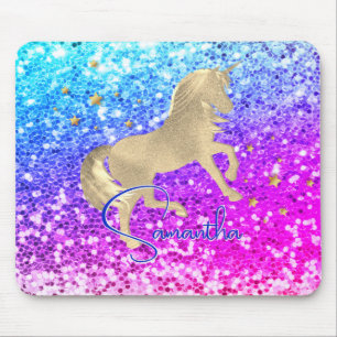 Cute unicorn roze Glitter Regenbooggougrammonogram Muismat