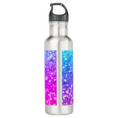 Cute unicorn roze Glitter Regenbooggougrammonogram Waterfles (Achterkant)