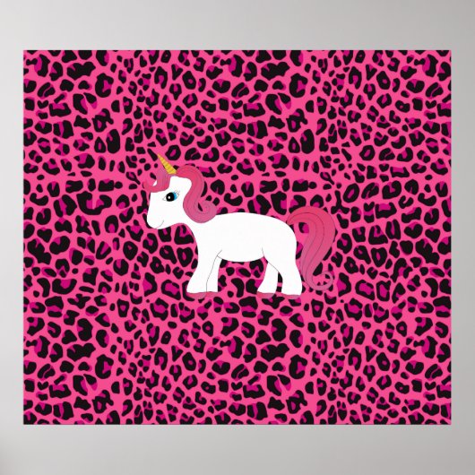 Cute unicorn roze luipaard poster (Voorkant)